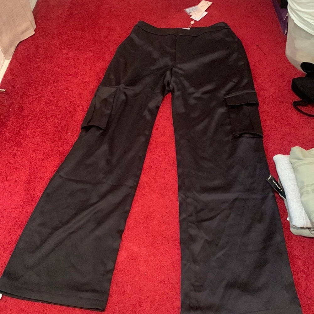 Black Satin Cargos